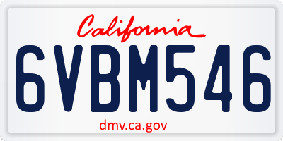 CA license plate 6VBM546