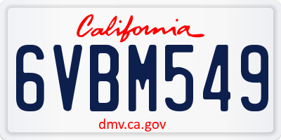 CA license plate 6VBM549