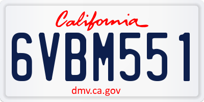 CA license plate 6VBM551
