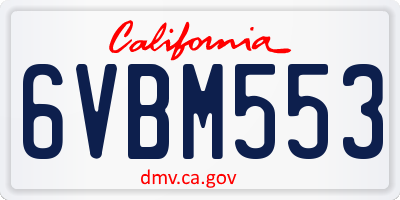 CA license plate 6VBM553