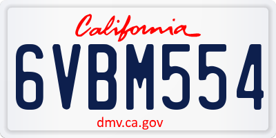 CA license plate 6VBM554