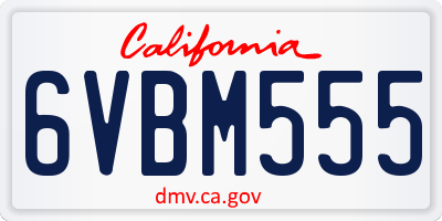 CA license plate 6VBM555