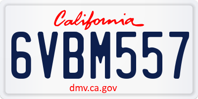 CA license plate 6VBM557