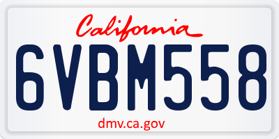 CA license plate 6VBM558