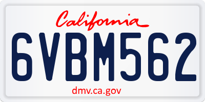 CA license plate 6VBM562