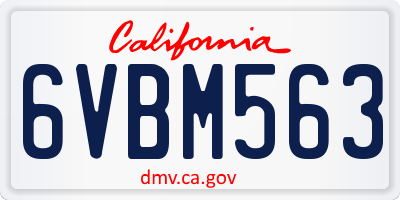 CA license plate 6VBM563