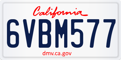 CA license plate 6VBM577