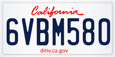 CA license plate 6VBM580