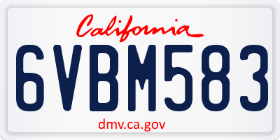 CA license plate 6VBM583