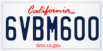 CA license plate 6VBM600