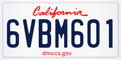 CA license plate 6VBM601