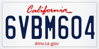 CA license plate 6VBM604