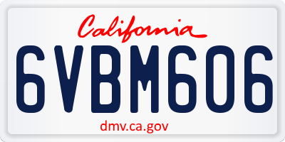 CA license plate 6VBM606