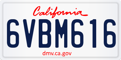 CA license plate 6VBM616