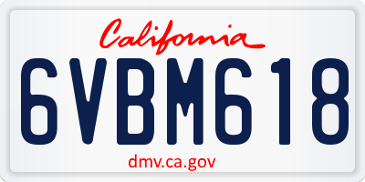 CA license plate 6VBM618