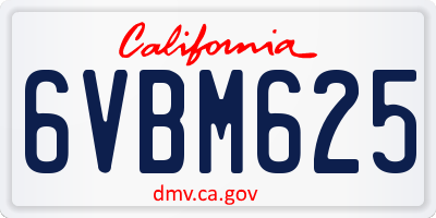 CA license plate 6VBM625