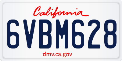 CA license plate 6VBM628