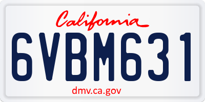 CA license plate 6VBM631