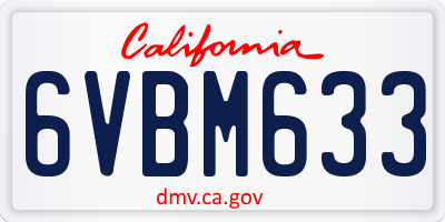 CA license plate 6VBM633