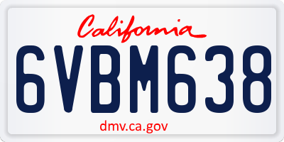 CA license plate 6VBM638