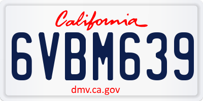 CA license plate 6VBM639