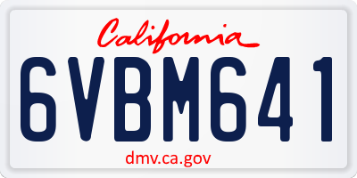 CA license plate 6VBM641