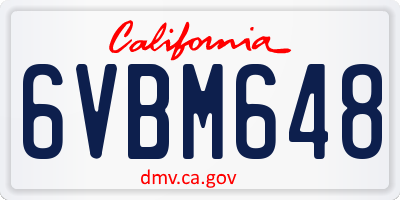 CA license plate 6VBM648