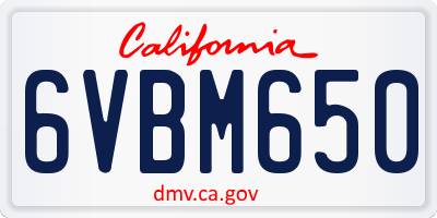CA license plate 6VBM650