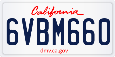 CA license plate 6VBM660