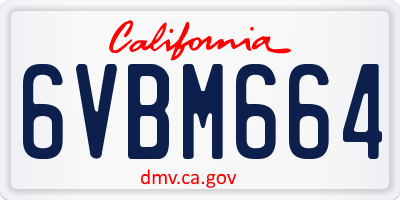 CA license plate 6VBM664