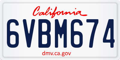CA license plate 6VBM674