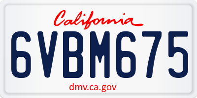 CA license plate 6VBM675