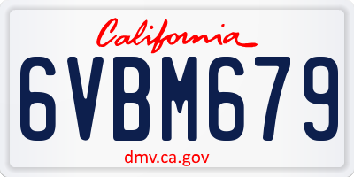 CA license plate 6VBM679