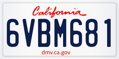 CA license plate 6VBM681