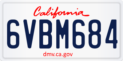 CA license plate 6VBM684