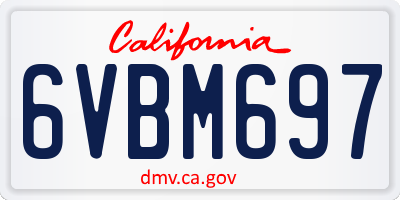 CA license plate 6VBM697
