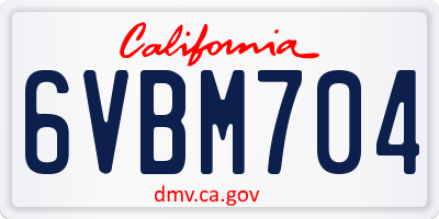 CA license plate 6VBM704