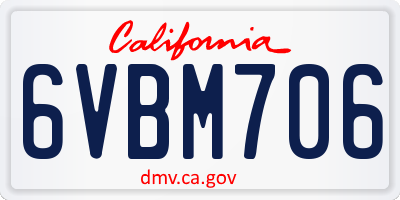 CA license plate 6VBM706