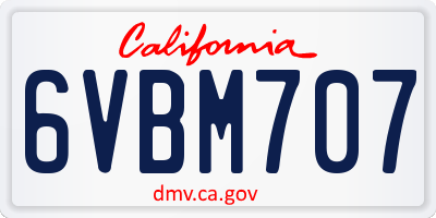 CA license plate 6VBM707