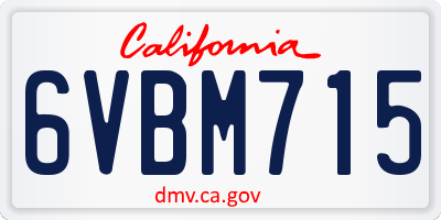 CA license plate 6VBM715