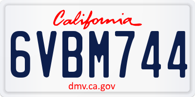 CA license plate 6VBM744