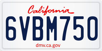 CA license plate 6VBM750