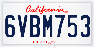 CA license plate 6VBM753