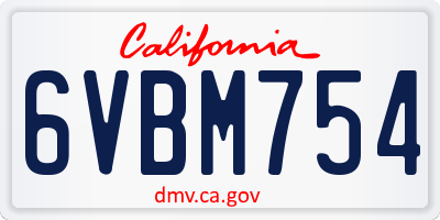CA license plate 6VBM754