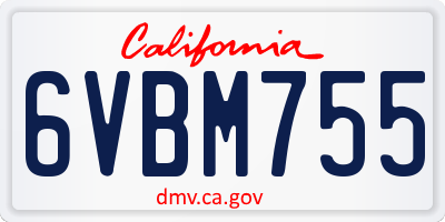 CA license plate 6VBM755