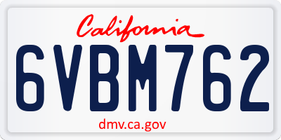 CA license plate 6VBM762
