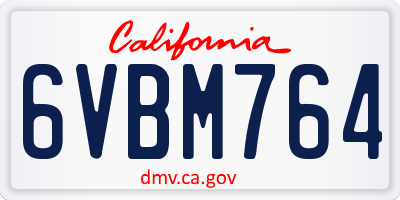 CA license plate 6VBM764