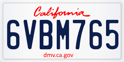 CA license plate 6VBM765