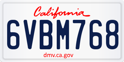 CA license plate 6VBM768