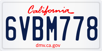 CA license plate 6VBM778